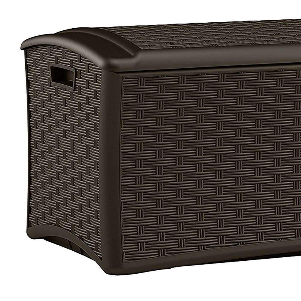Suncast 72 Gallon Resin Wicker Outdoor Patio Storage Deck Box, Brown (6 Pack) 72 gallon - 6 Pack
