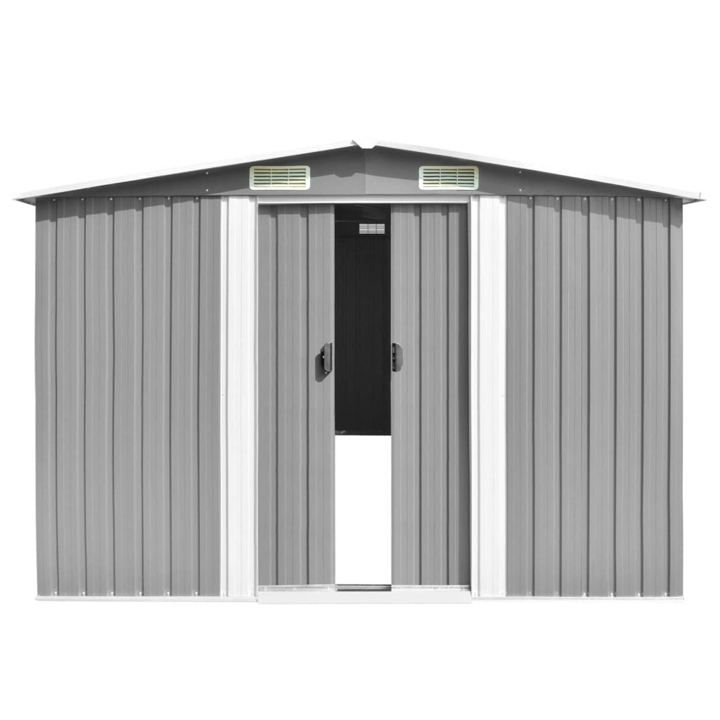 Gecheer Abri de rangement extérieur, abri de jardin avec porte et aérations, abri de rangement en acier galvanisé pour jardin, terrasse, pelouse pour vélo, poubelle, outil, tondeuse à gazon 259,2 x 299,3 x 180,1 cm, gris métal 101,2 x 117,3 x 70,1