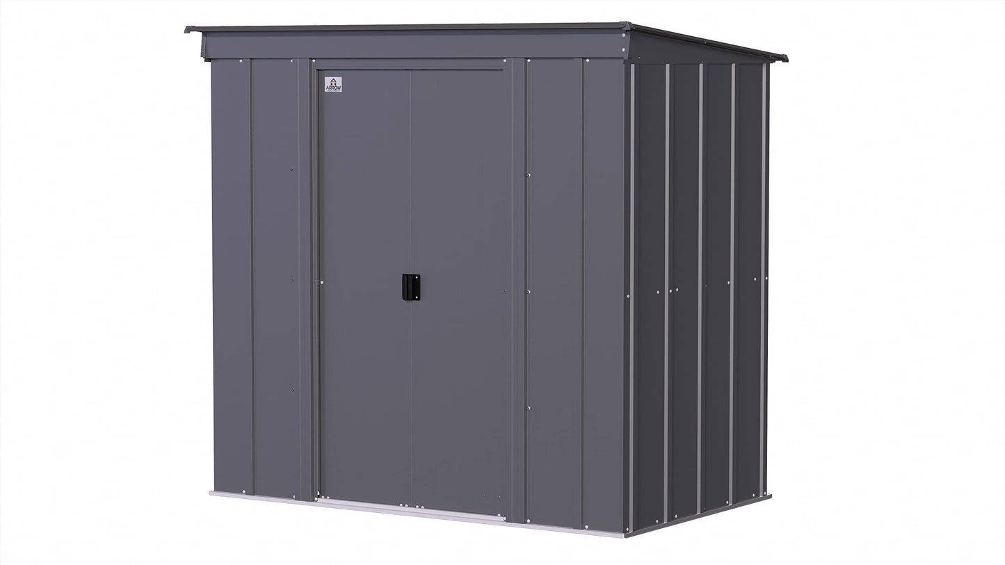 Arrow Shed Classic 6' x 4' Outdoor Padlockable Steel Storage Shed Building, Charcoal 6' x 4'