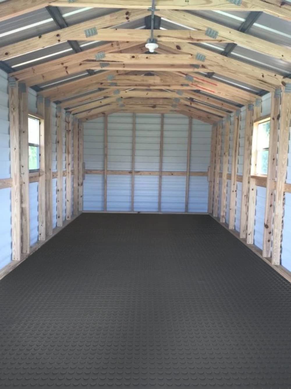 G-Floor Seamless Sheet Vinyl Shed Flooring Cover with Bonded Fibrous Backing - Diamond Tread Pattern (8' x 20', Slate Grey) 8' x 20'