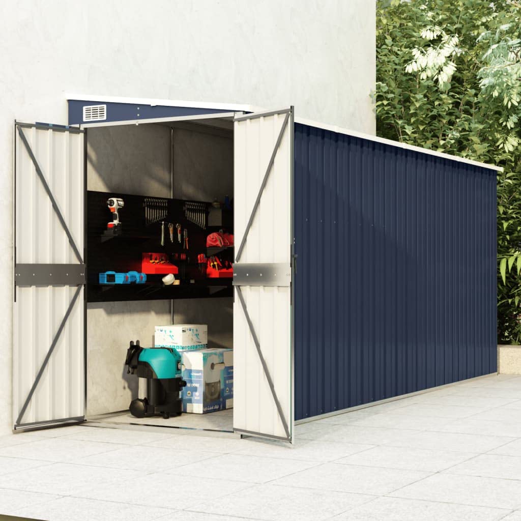 vidaXL Storage Shed, Wall-Mounted Garden Shed with Lockable Double Doors, Outdoor Storage Shed for Backyard Patio Lawn, Anthracite Steel 46.5" x 150.4" x 70.1"
