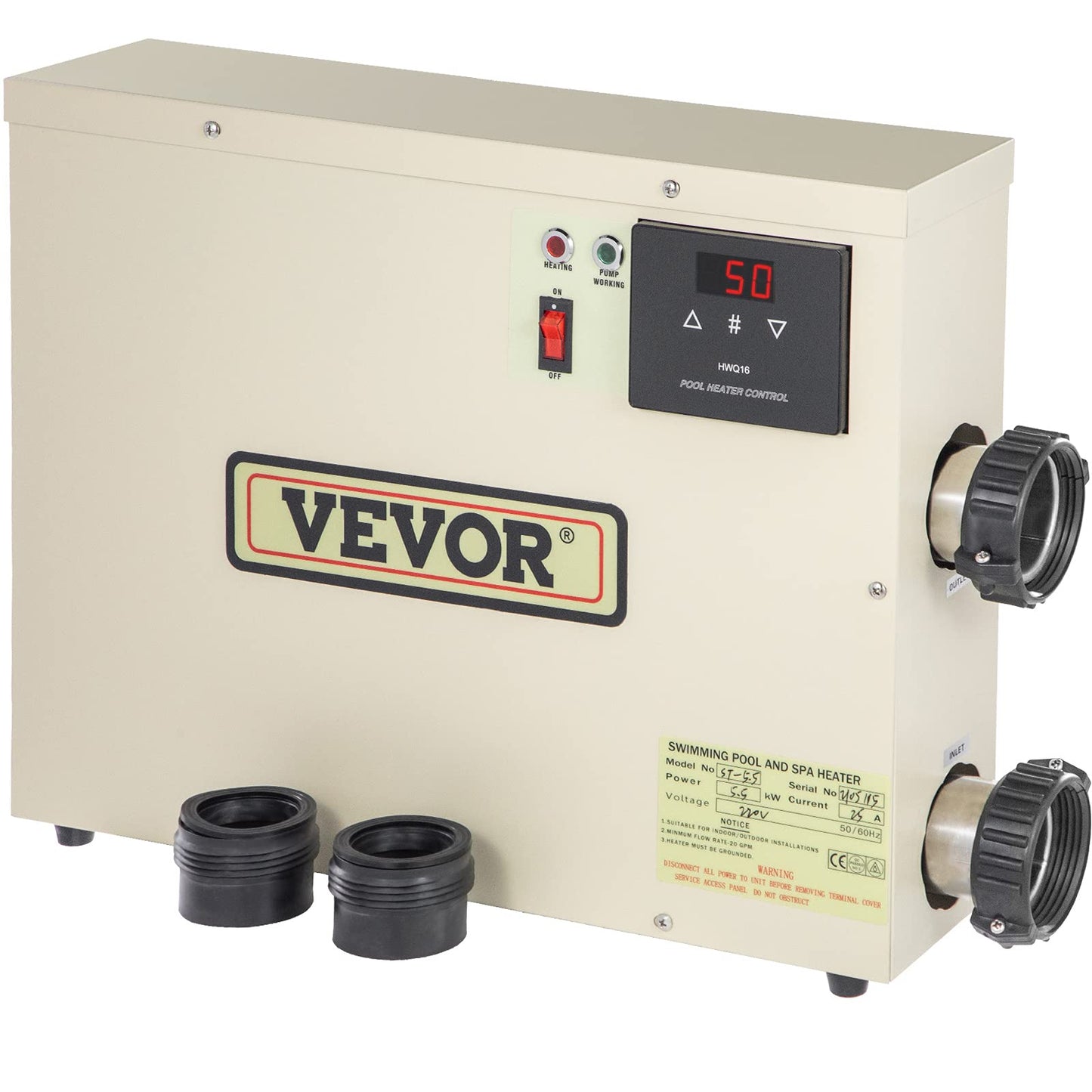 VEVOR Electric SPA Heater 9KW 240V 50-60HZ Digital SPA Water Heater with Adjustable Temperature Controller Heater for Swimming Pool and Hot Bathtubs Self Modulating Pool SPA Heater with CE