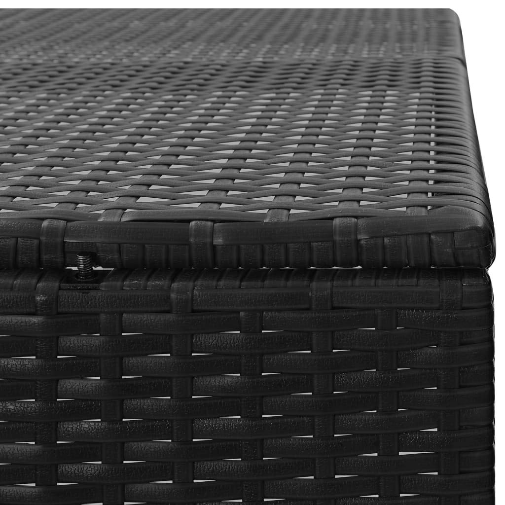 NusGear Quadruple Wheelie Bin Shed Black 120.1"x30.7"x47.2" Poly Rattan, Material: Poly Rattan, Powder-Coated Steel -737 120.1" x 30.7" x 47.2"