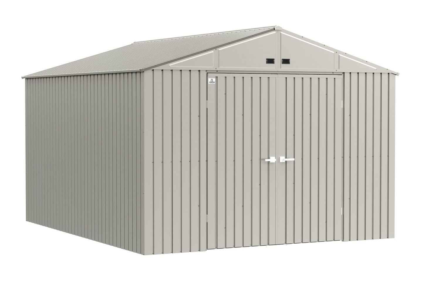 Arrow Shed Elite Abri de rangement extérieur verrouillable en acier avec toit à pignon de 3 m x 3 m, gris froid