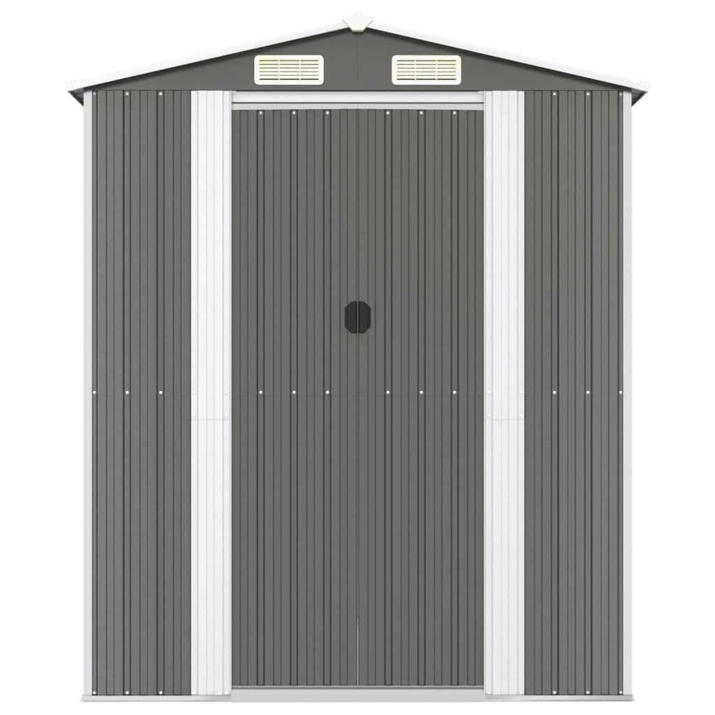 Gecheer Garden Shed Galvanized Steel, Garden Tool Storage Shed with Vent Outdoor Storage Shed Organize Storage House with Door for Backyard Garden Patio Lawn - Light Gray 75.6"x173.2"x87.8" 75.6 x 173.2 x 87.8