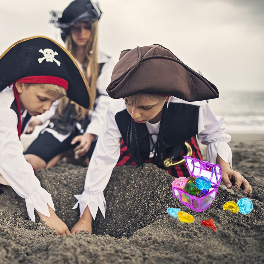 Hercugifts Diving Gem Pool Toy Colorful 6 Big Diamond Set with Treasure Pirate Box Summer Swimming Gem Diving Teaching Toy Sinking Gem Pool Toy (Purple) Purple