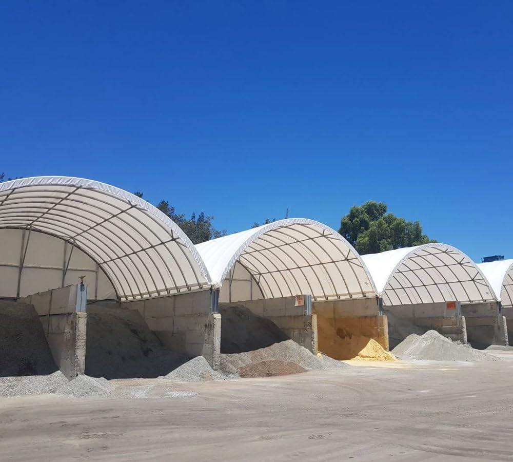 Mytee Products 40'(L) x 20'(W) Shipping Container Canopy Shelter - 21 Oz 610 GSM PVC White Cover Storage Container Roof with No End Walls - Durable & Weather-Resistant 40' (L) x 20' (W)