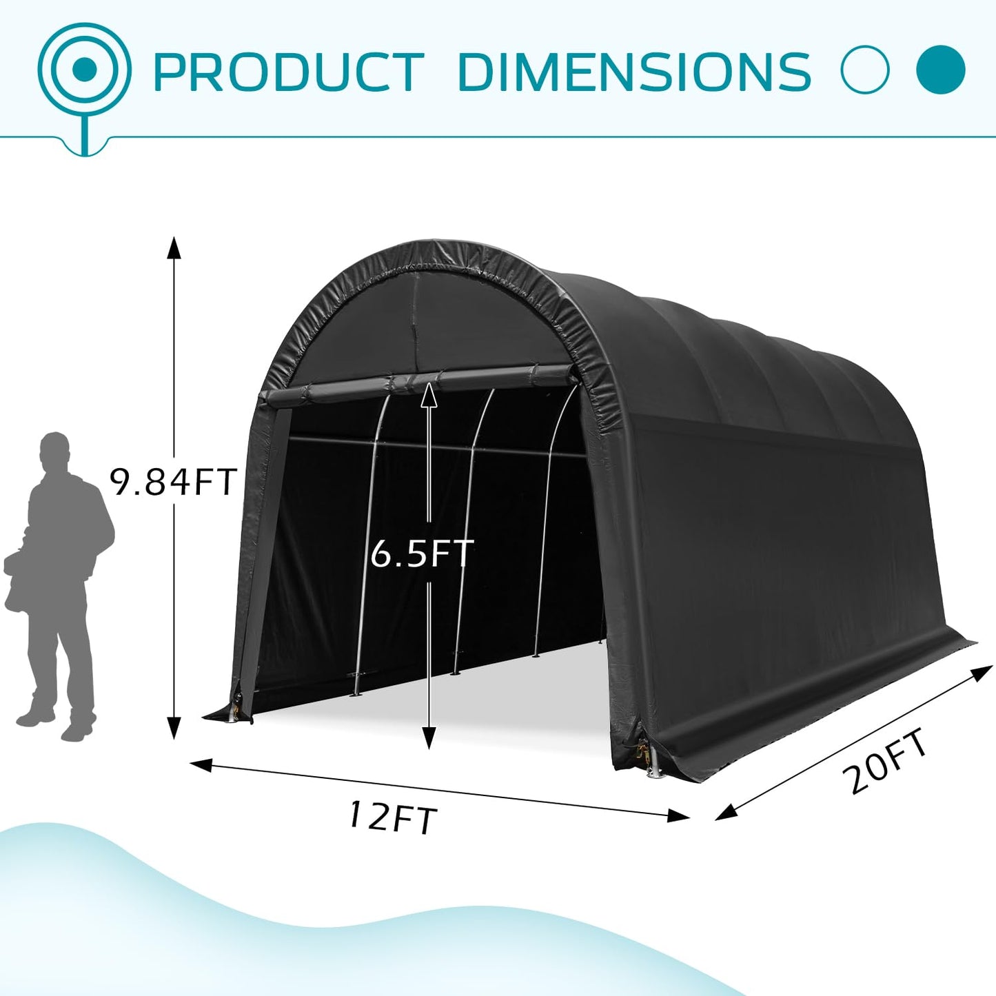 MELLCOM Portable Garage, 12' x 20' x 9.8' Heavy Duty Carport with All-Steel Metal Frame and Round Style Roof, Anti-Snow Car Canopy for Car, Truck, Boat 12'x20'