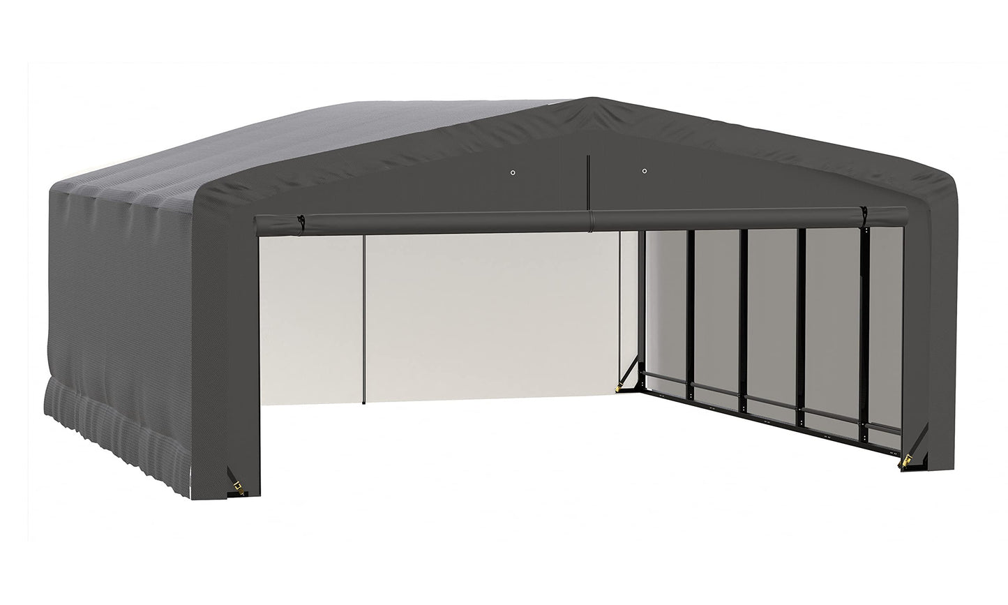 ShelterLogic ShelterTube Garage & Storage Shelter, 20' x 23' x 10' Heavy-Duty Steel Frame Wind and Snow-Load Rated Enclosure, Gray 20' x 23' x 10'
