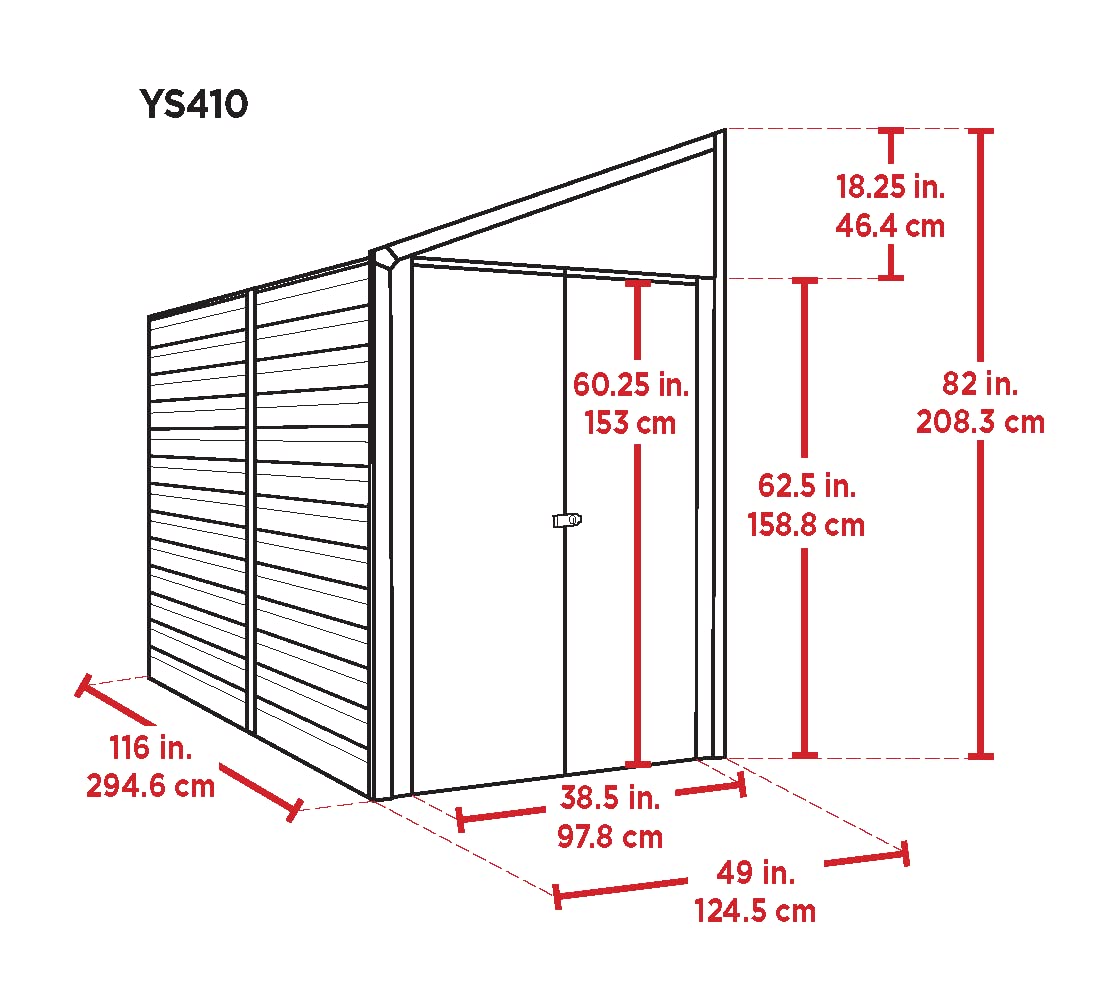 Arrow Shed Yardsaver Hangar de rangement compact en acier galvanisé avec toit en appentis, 4' x 10' 4' x 10'
