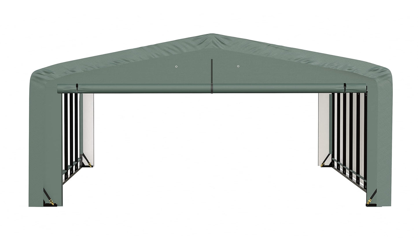 ShelterLogic ShelterTube Garage & Storage Shelter, 20' x 32' x 10' Heavy-Duty Steel Frame Wind and Snow-Load Rated Enclosure, Green 20' x 32' x 10'