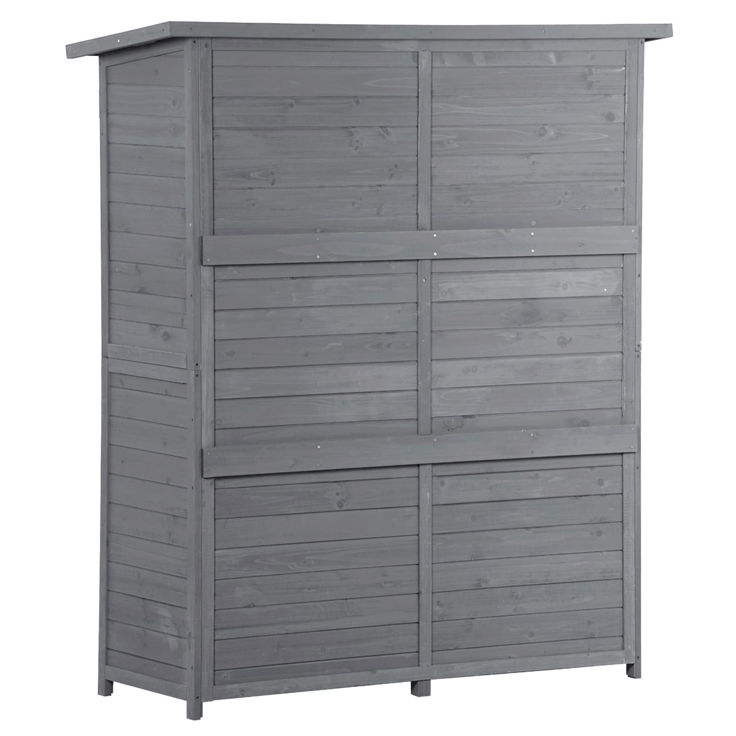 Armoire de rangement extérieure en bois étanche, abri de jardin avec étagères à 3 niveaux, abri vertical extérieur avec 2 portes doubles, bois de sapin, 2 serrures et poignées, gris 55 x 20 x 64 gris-1