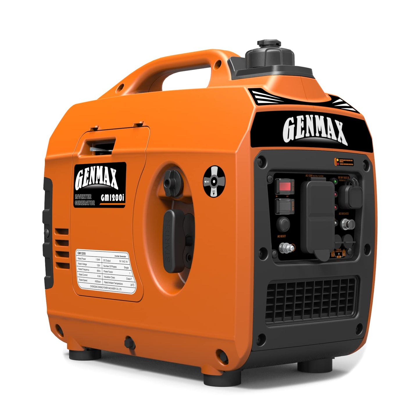 GENMAX GM1200i Portable Inverter Generator with 1200W Qltra-Quiet Gas Engine