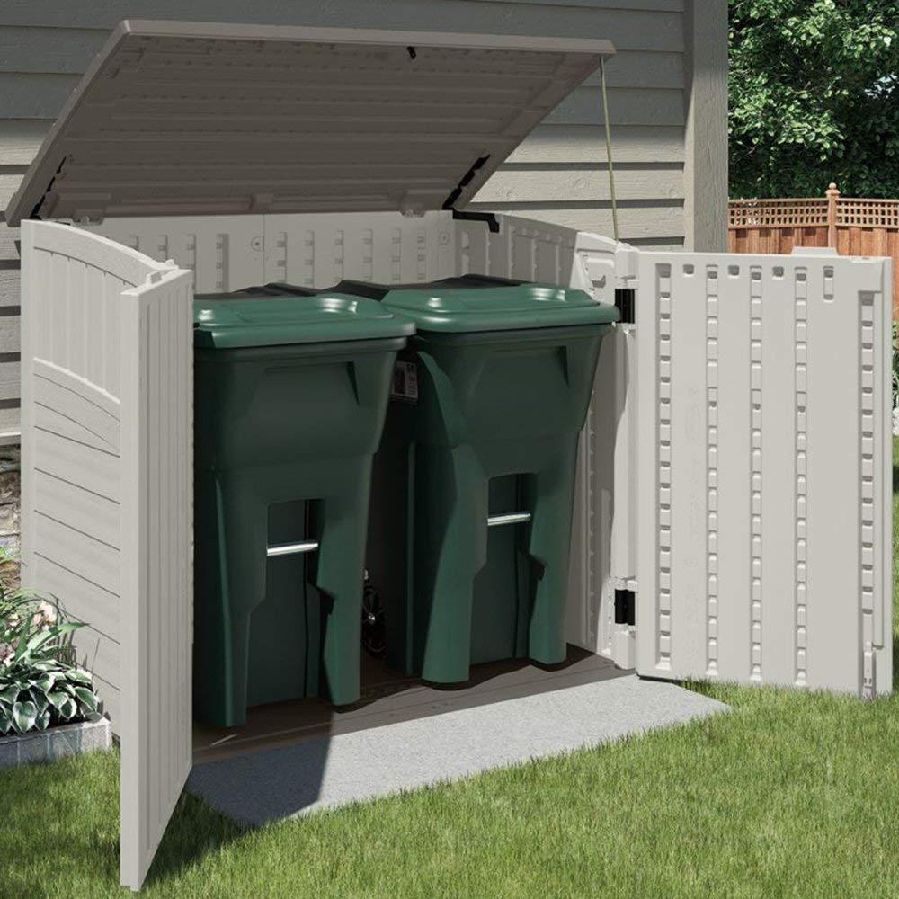 Suncast 34 Cubic Feet Horizontal Backyard Storage Stow Away Shed, Ivory (4 Pack) 4 Pack