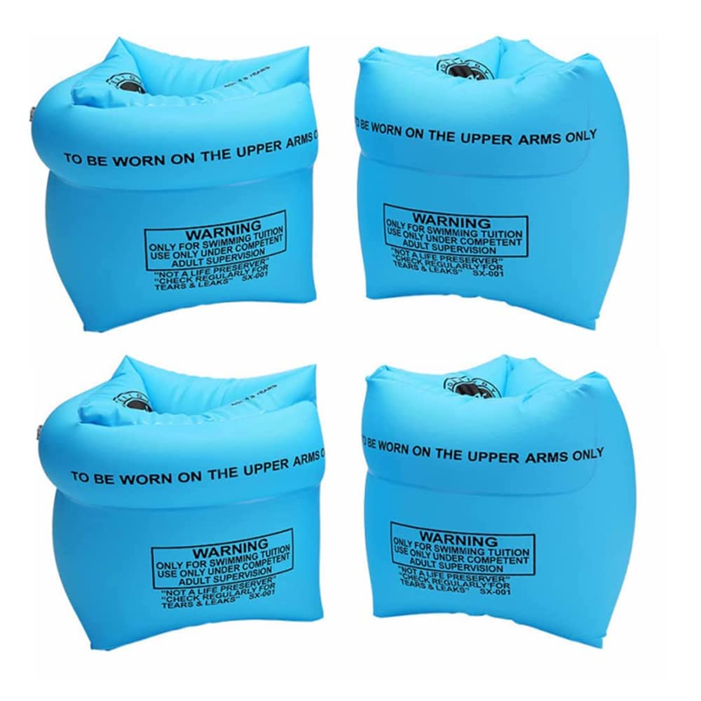Inflatable Arm Swimming Floats Bands, Floatation Water Wings, Swimming Arm Ring Floatie for Children and Adults Blue & Blue