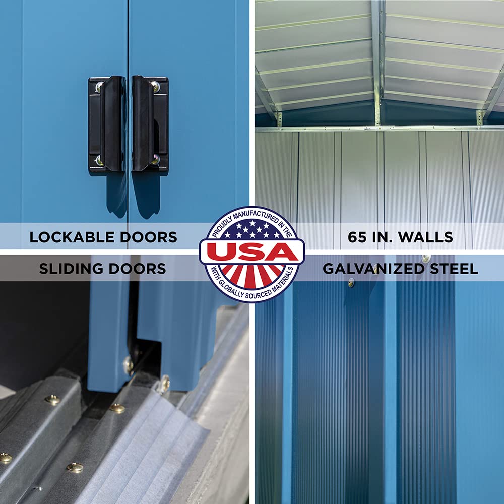 Arrow Shed Classic 10' x 14' Outdoor Padlockable Steel Storage Shed Building Blue Grey 10' x 14'