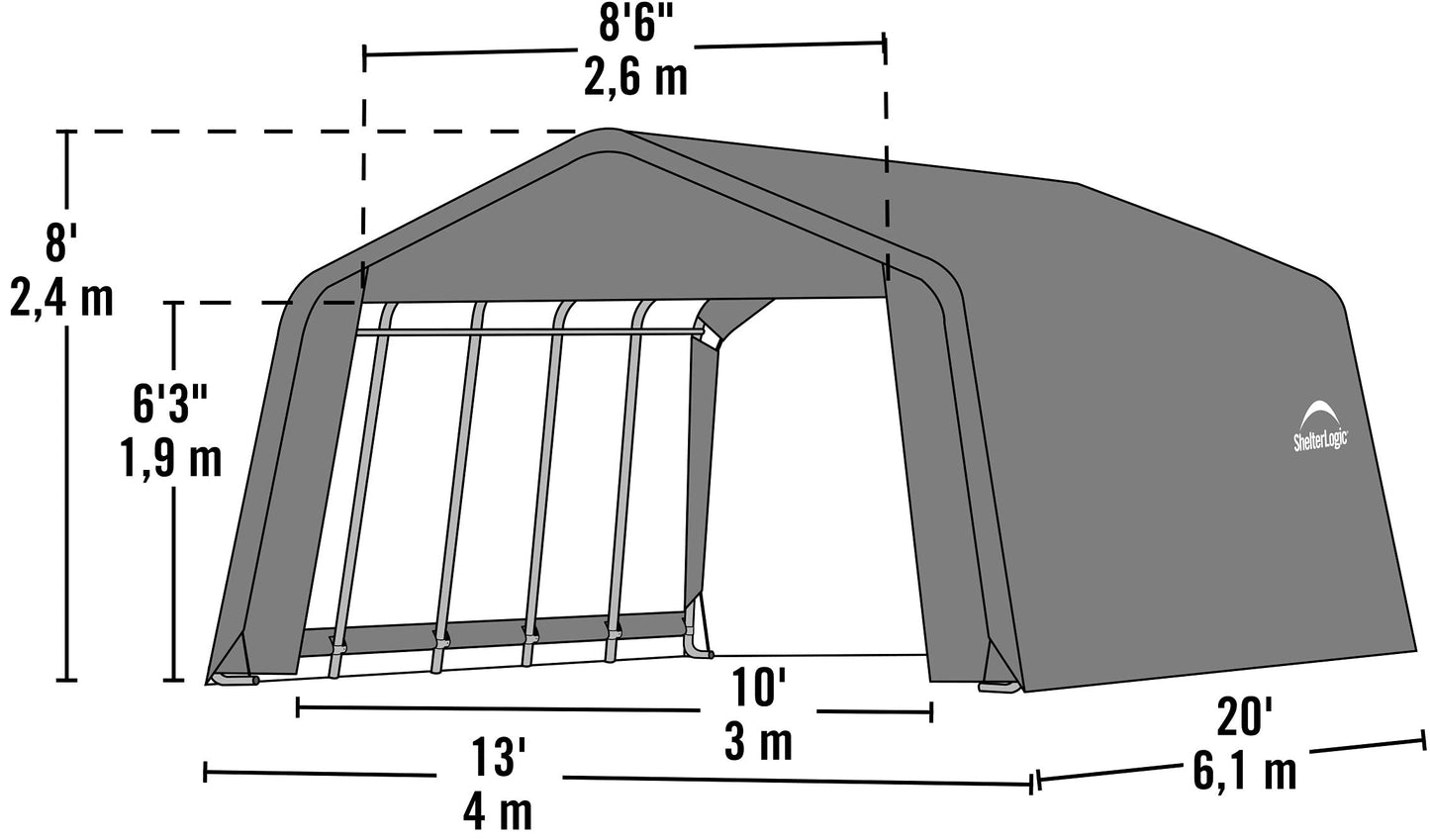 ShelterLogic 71444 Vert 12'x20'x8' Abri de style pic 12'x20'x8'