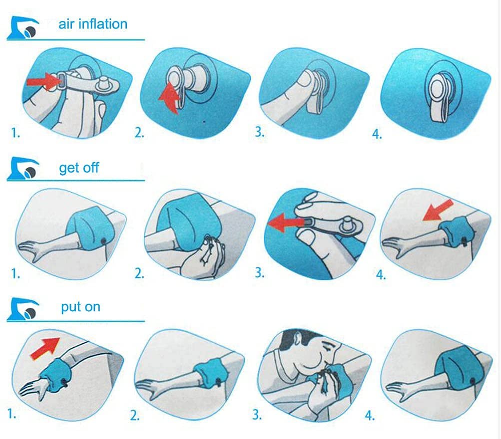 Inflatable Arm Swimming Floats Bands, Floatation Water Wings, Swimming Arm Ring Floatie for Children and Adults 1 blue & orange