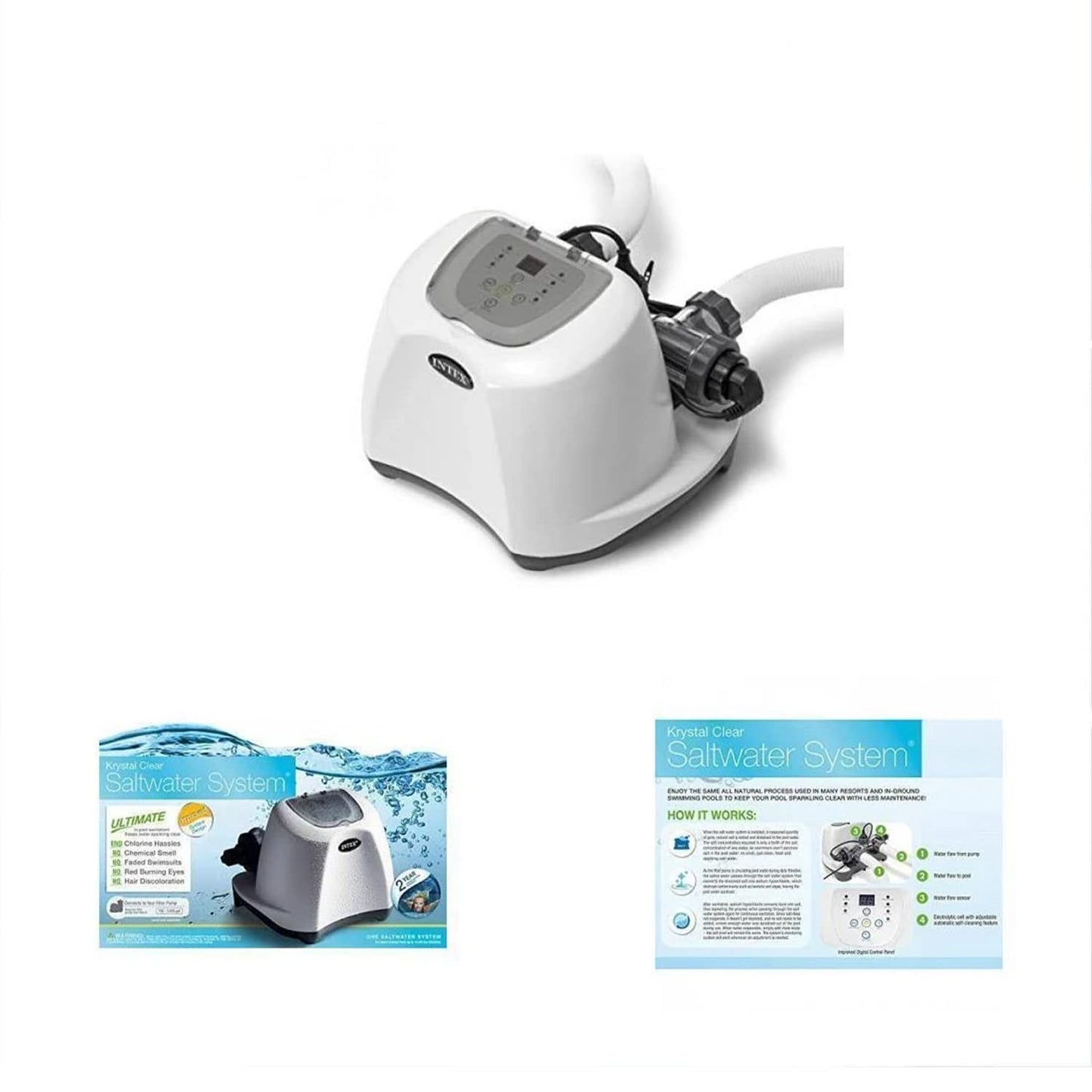Intex 26663EG Krystal Clear Saltwater System for Above Ground Pools Up to 4500 Gallons with Automatic Timer and Ground Fault Circuit Interrupter