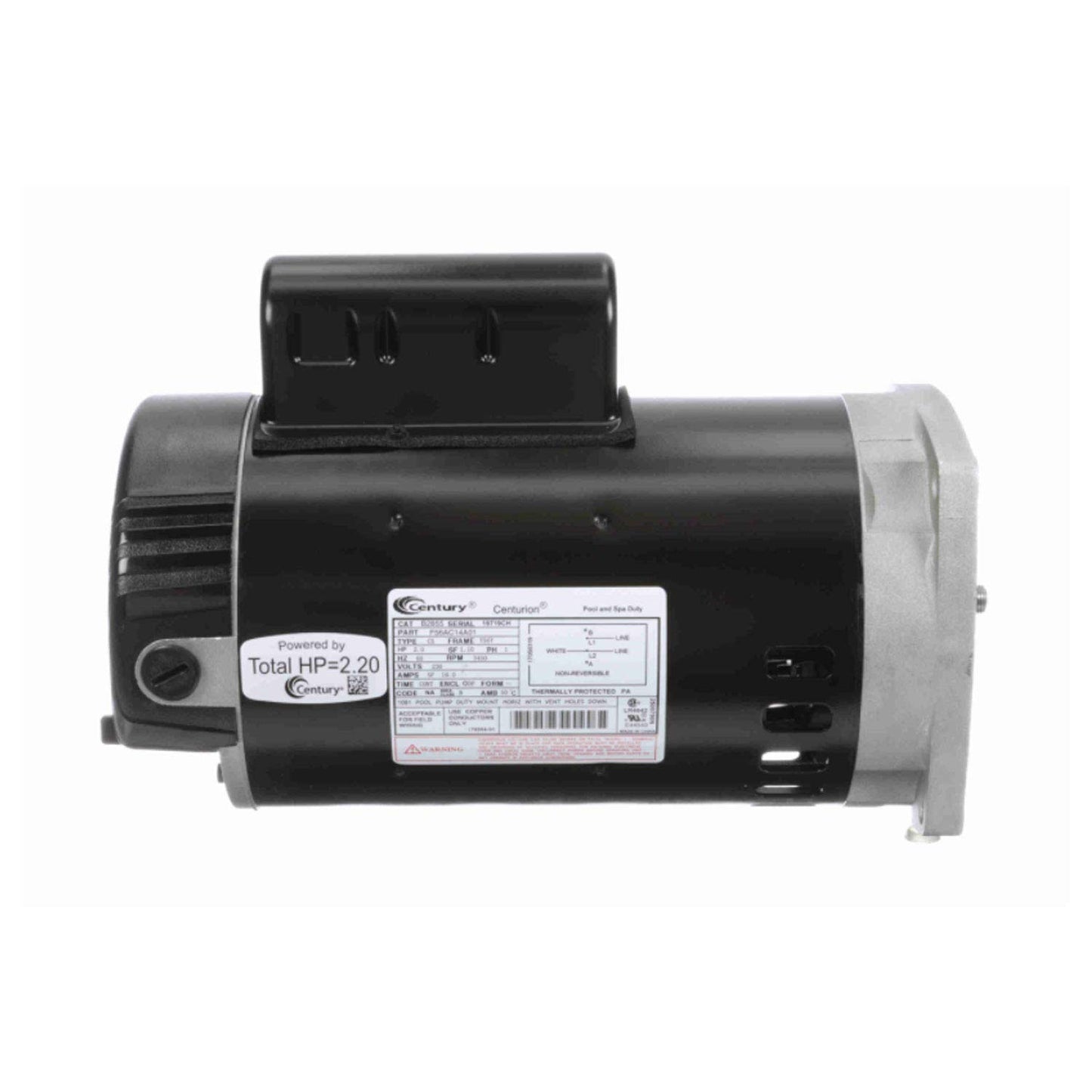 Regal Beloit B2855 Century 2 Horsepower 230V 3450 RPM Stainless Steel Continuous Single Phase Pool Pump Motor with Square Flange for Inground and Above Ground Pools 2.0