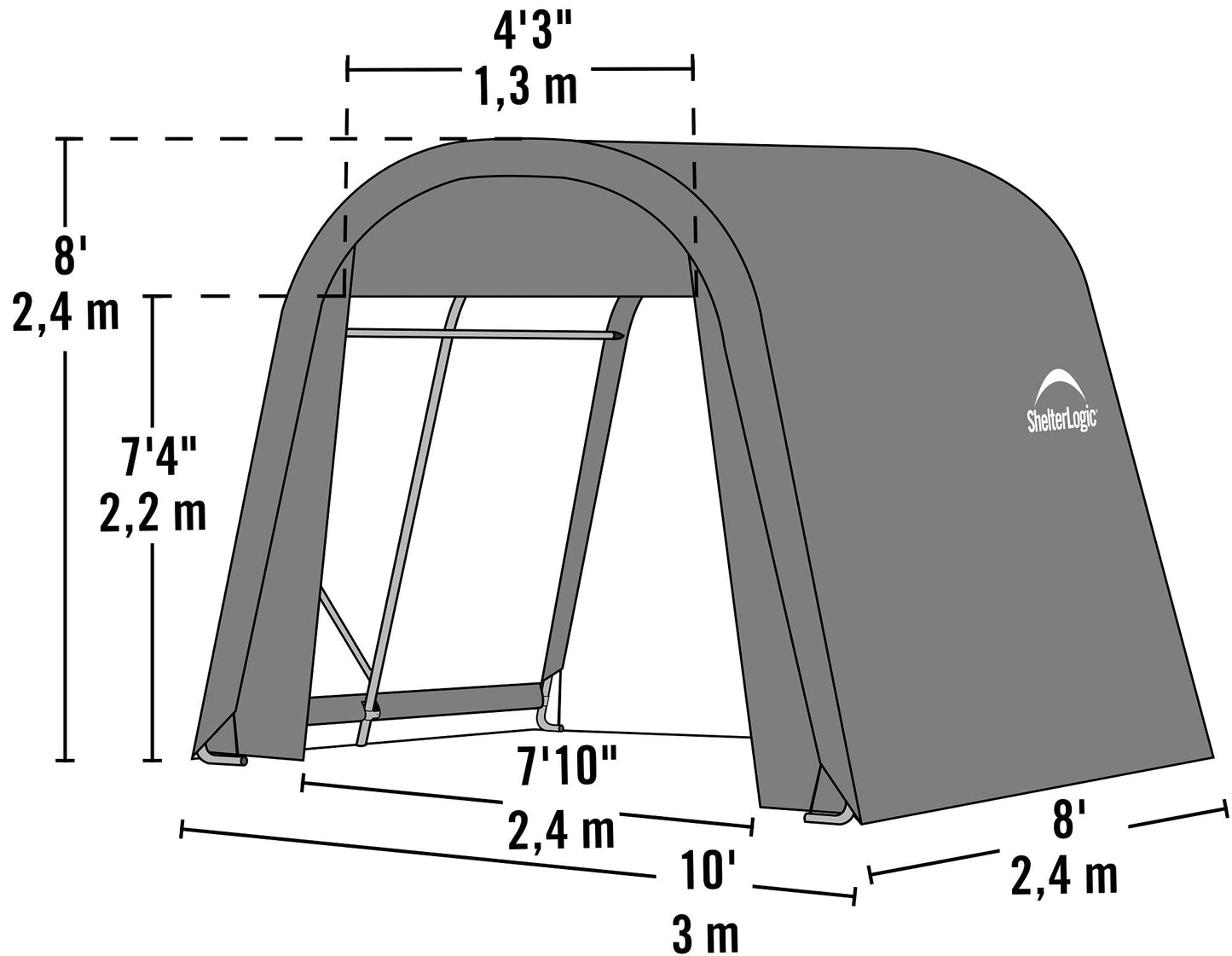 ShelterLogic 77804 Vert 10'x8'x8' Abri de style rond 10'x8'x8'