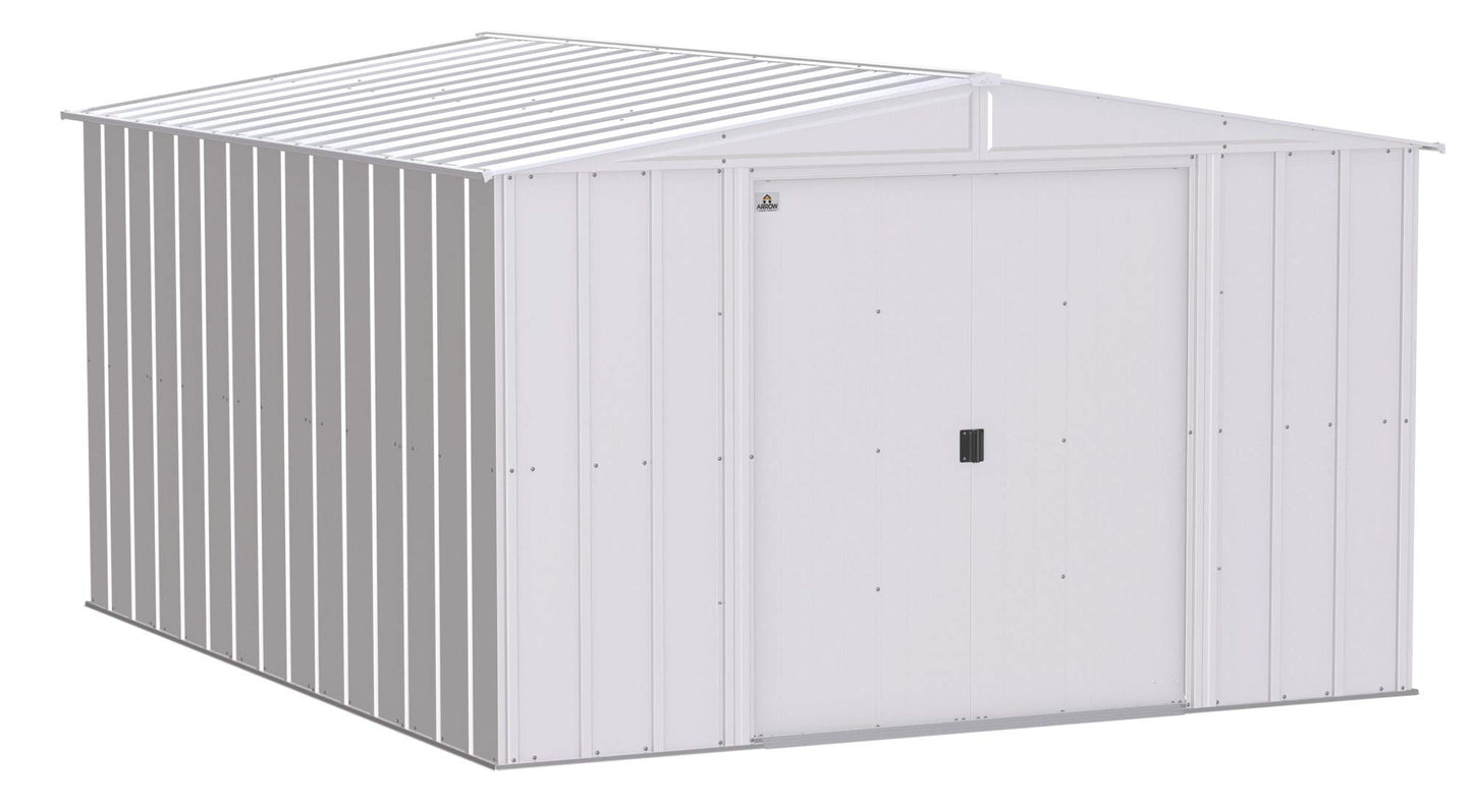 Arrow Shed Classic 10' x 12' Outdoor Padlockable Steel Storage Shed Building, Flute Grey 10' x 12'