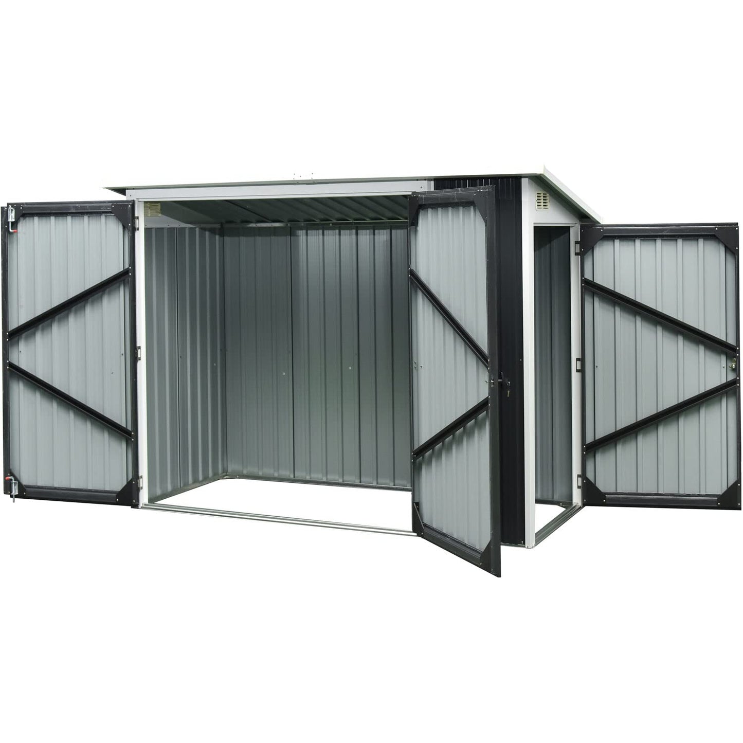 Hanover 2-in-1 Multi-Use Storage Shed, Separated Storage Compartments, 2-Point Locking System, Galvanized Steel, 156-Cu. Ft. Capacity, 3.6-Ft. x 8-Ft. x 5.75-Ft., Dark Gray Steel Multi-Use Shed