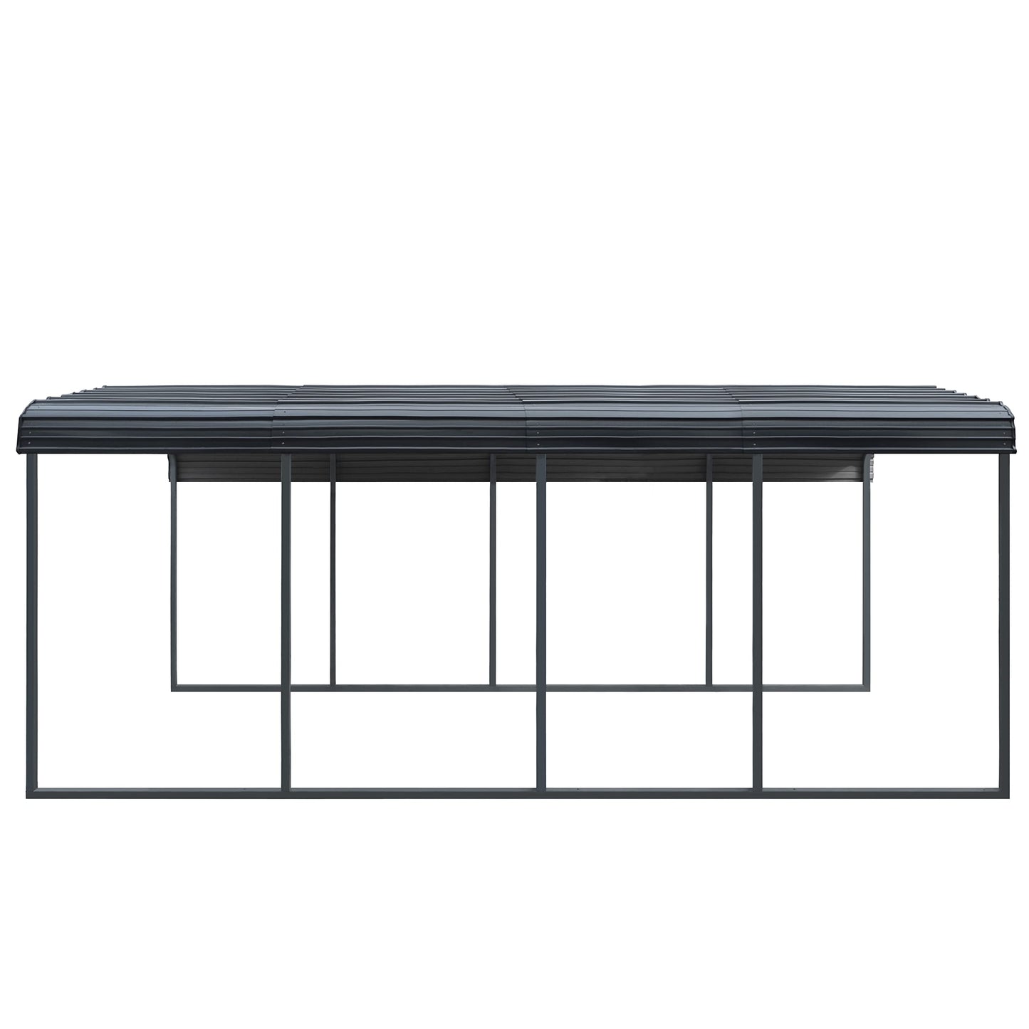 12 x 20 FT Metal Carport Kit, Outdoor Heavy Duty Garage Car Shelter Shade with Metal Roof, Frame and Bolts for Car, and Boat, Grey