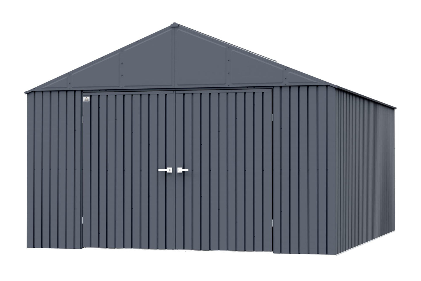 Arrow Shed Elite Hangar de rangement extérieur en acier avec toit à pignon verrouillable, 12' x 16', Anthracite