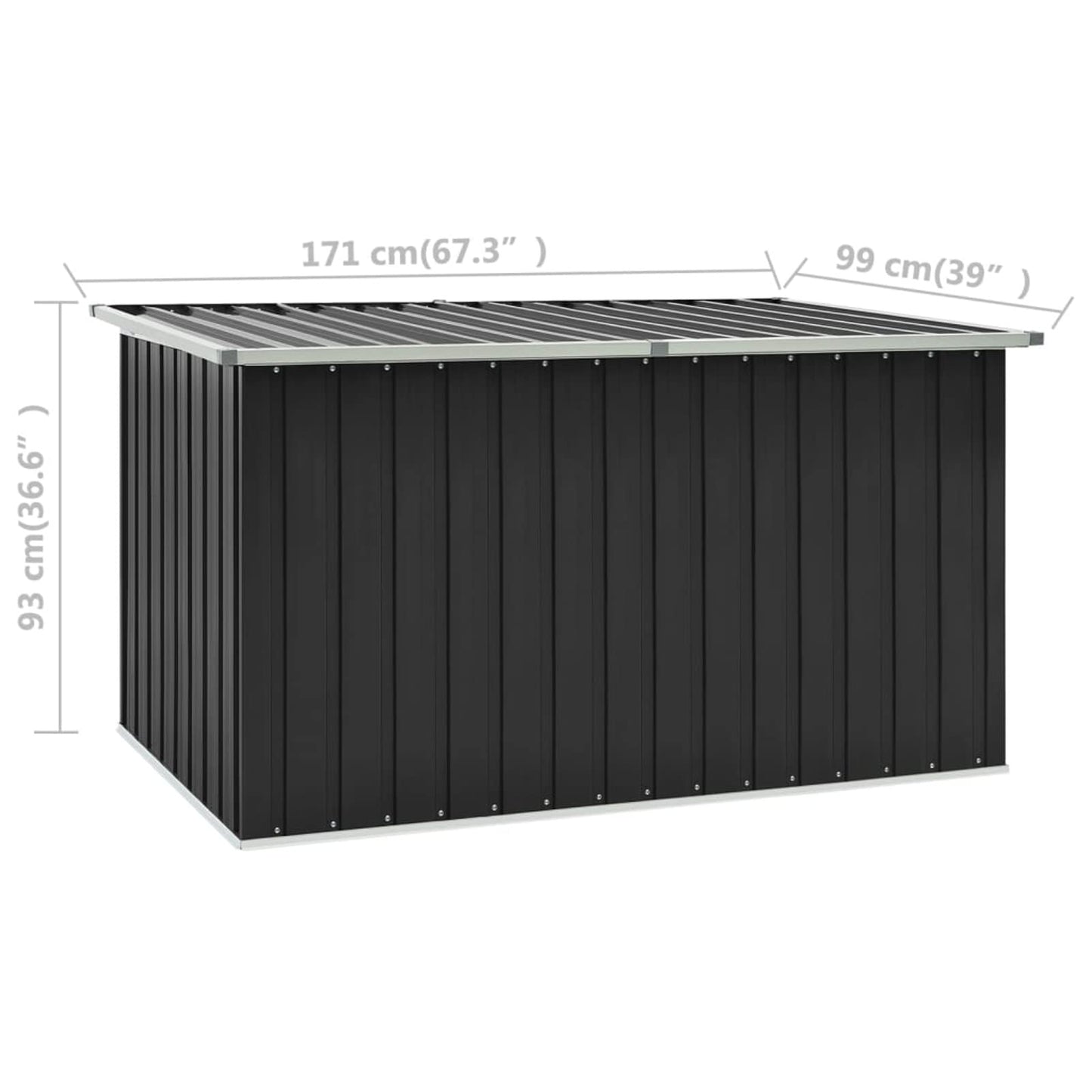 Festnight Patio Storage Box Deck Box Garden Storage Box Outdoor Storage for or Patio Furniture Garden Tools and Pool Toys Anthracite 67.3"x39"x36.6"