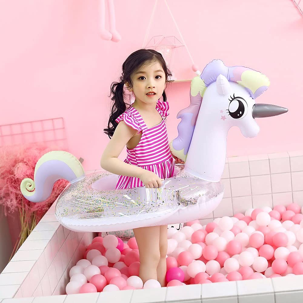 CICITOYWO Toddler Pool Floats, Kids Adult Inflatable Float Raft with Handle, Water Swim Beach Floaties Toys Party Supplies, Baby Swimming Ring for 2-8 Years Old Kid Unicorn for Toddler