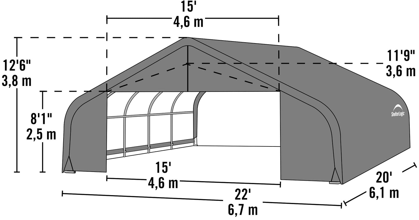 ShelterLogic 82044 Vert 22'x20'x12' Abri de style pic 22'x20'x12'
