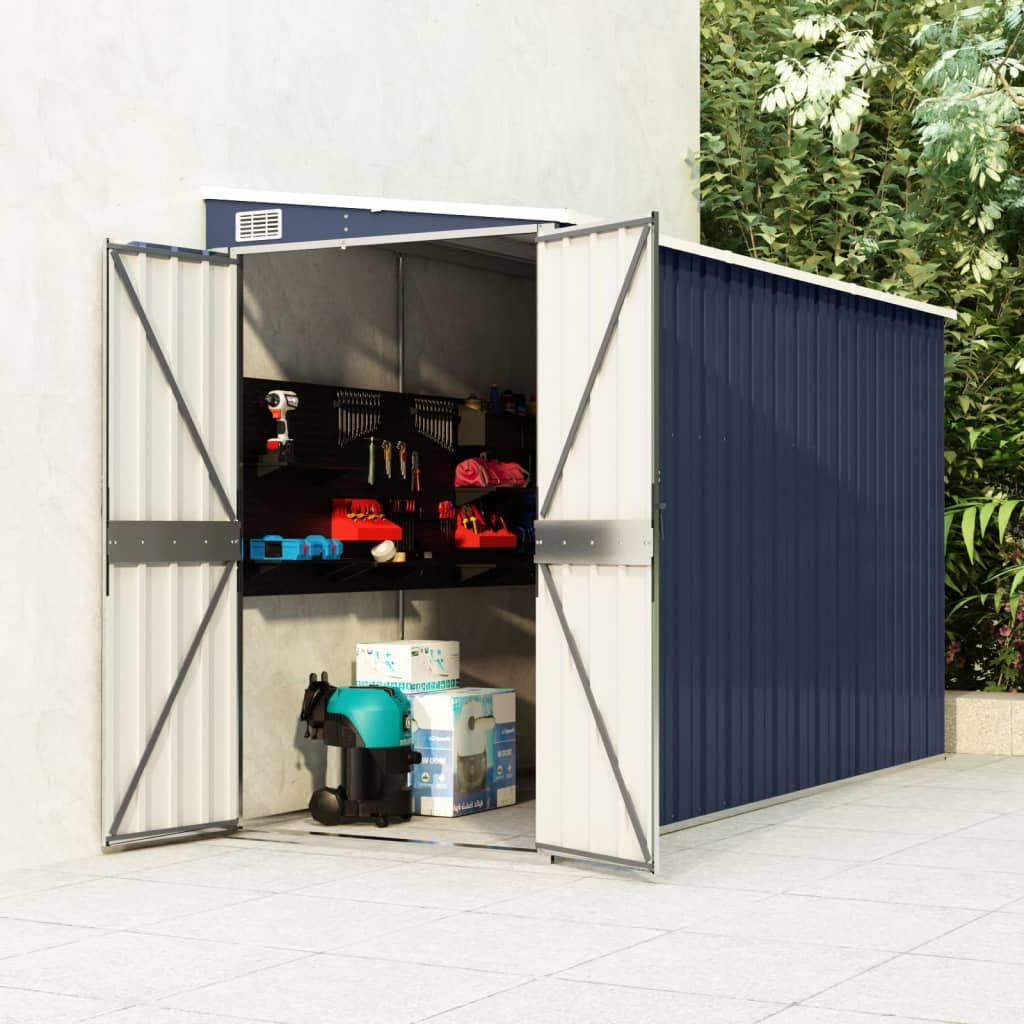 vidaXL Storage Shed, Wall-Mounted Garden Shed with Lockable Double Doors, Outdoor Storage Shed for Backyard Patio Lawn, Anthracite Steel 46.5" x 113.4" x 70.1"