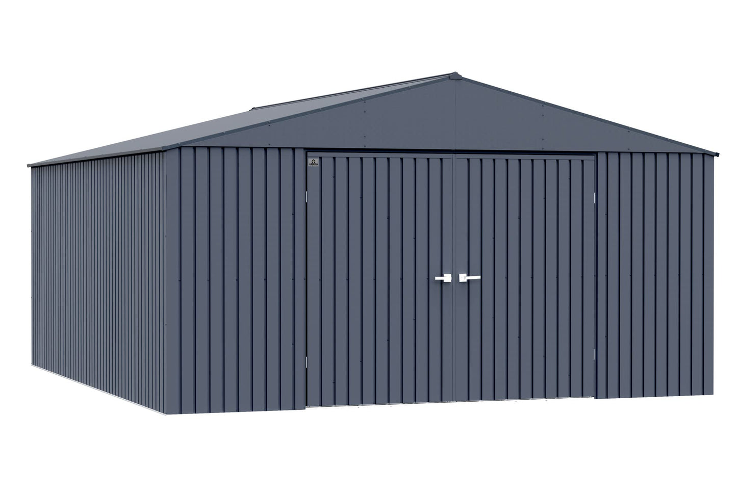 Arrow Shed Elite 14' x 16' Outdoor Lockable Gable Roof Steel Storage Shed Building, Anthracite