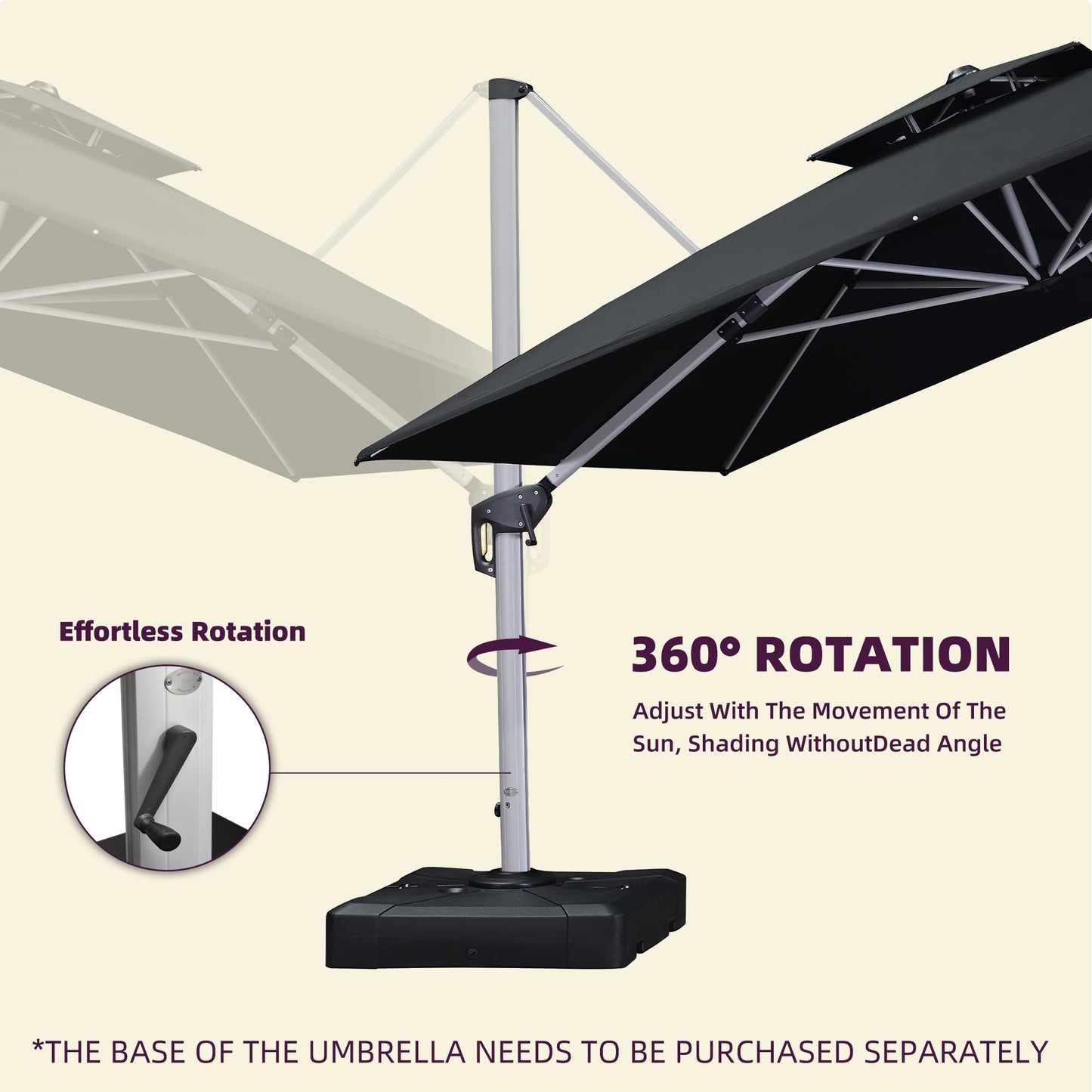 Patio Umbrella Outdoor Square 10ft Black