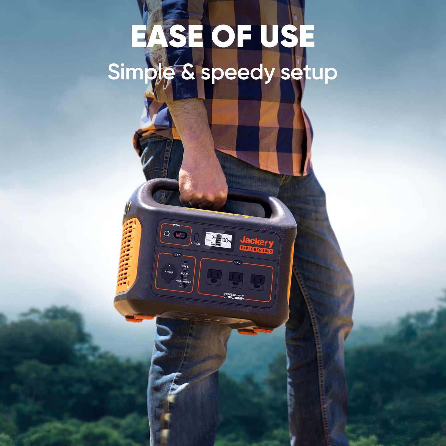 Jackery Explorer 1000 Centrale électrique portable, capacité de 1002 Wh avec 3 prises CA de 1000 W, générateur solaire (panneau solaire non inclus) pour secours à domicile, urgence, camping en plein air