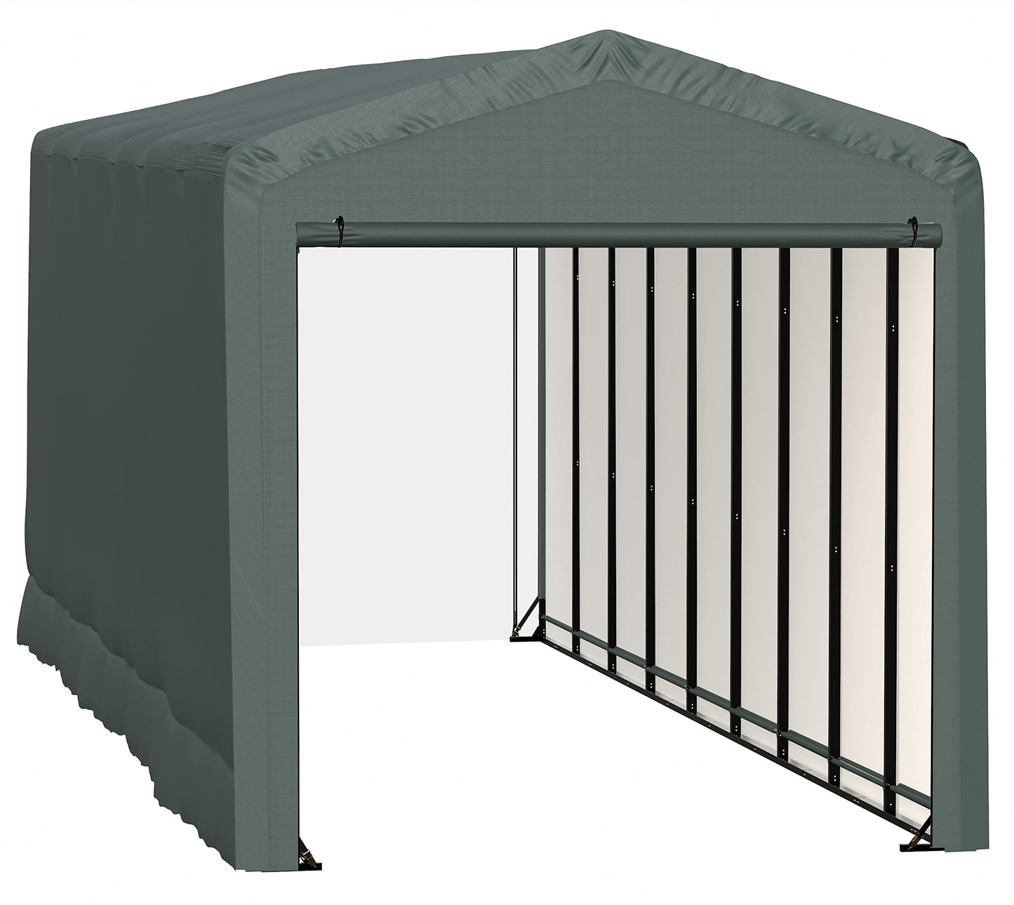 ShelterLogic ShelterTube Abri de garage et de stockage, 14' x 40' x 16', cadre en acier robuste, boîtier résistant au vent et à la neige, vert 14' x 40' x 16'