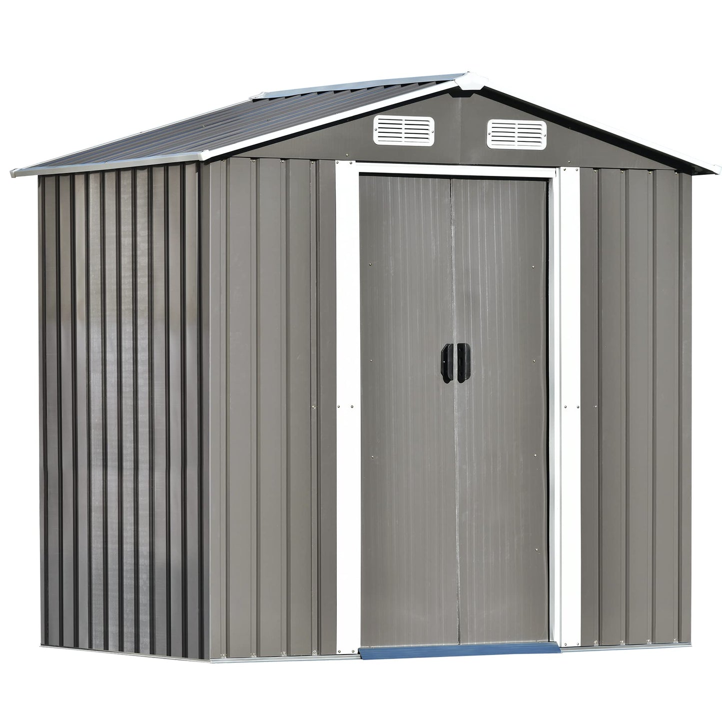 UBGO Metal Storage Shed Organizer,Patio 6ft x4ft Bike Shed Garden Shed, Metal Storage Shed with Adjustable Shelf and Lockable Door,Tool Cabinet with Vents and Foundation for Backyard, Lawn,Garden,Gray Sheds & Outdoor Storage Gray C