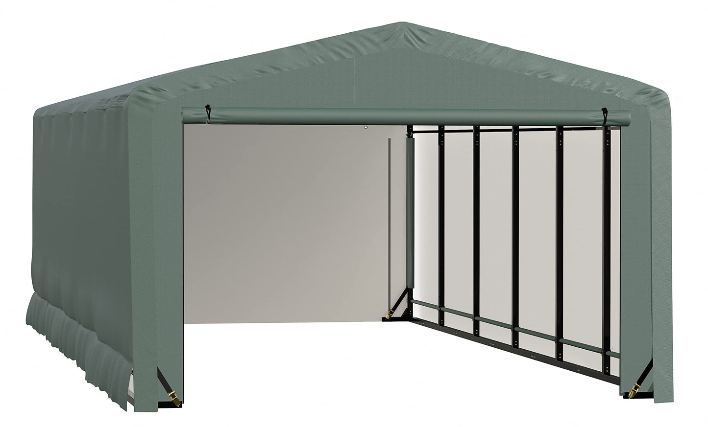 ShelterLogic ShelterTube Garage & Storage Shelter, 12' x 23' x 8' Heavy-Duty Steel Frame Wind and Snow-Load Rated Enclosure, Green 12' x 23' x 8'