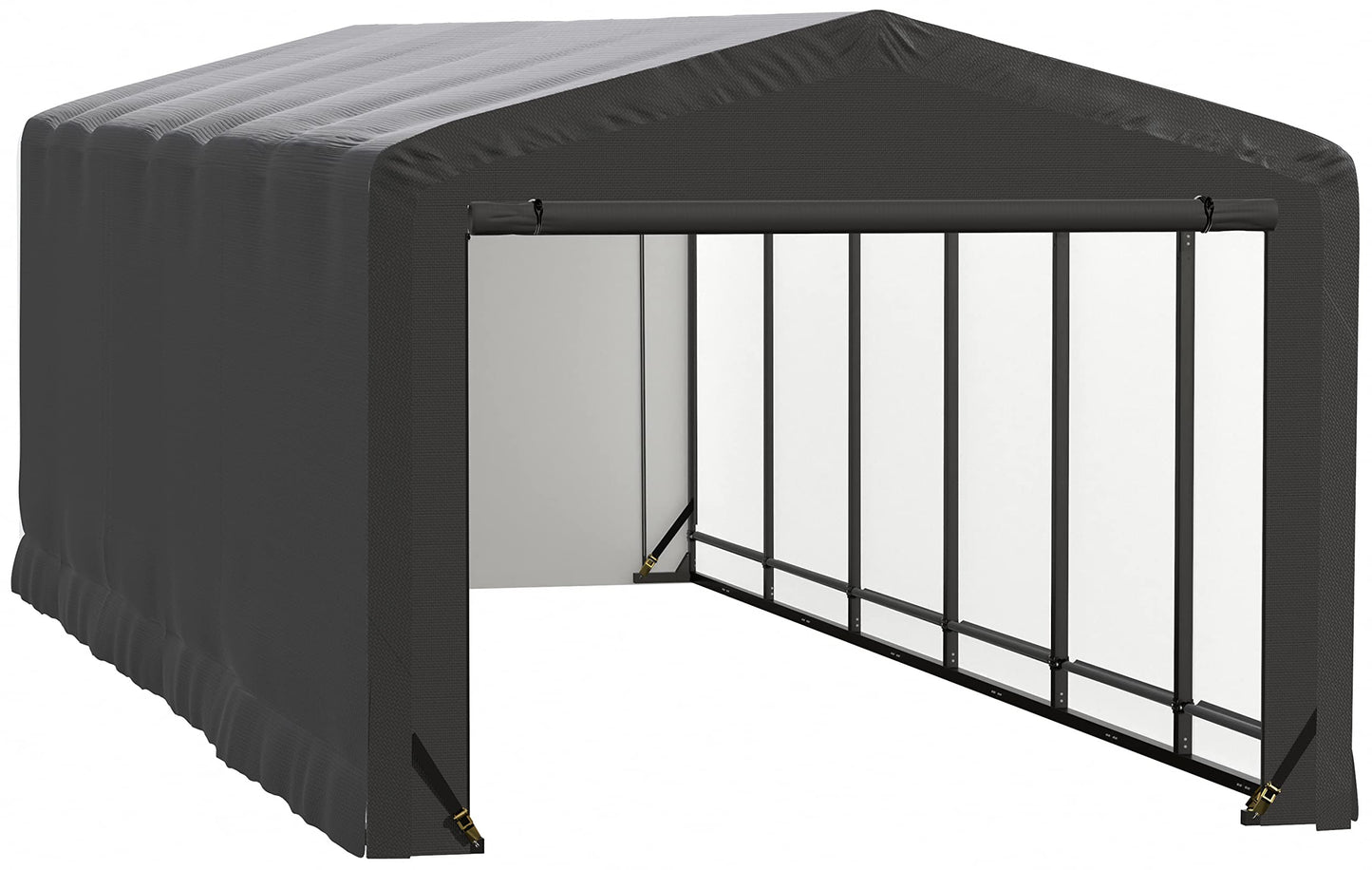 ShelterLogic ShelterTube Garage & Storage Shelter, 10' x 27' x 8' Heavy-Duty Steel Frame Wind and Snow-Load Rated Enclosure, Gray 10' x 27' x 8'