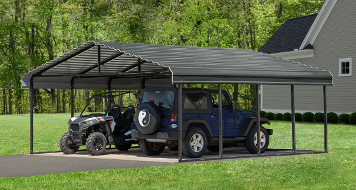 Arrow Carport, 20 ft. x 20 ft. x 7 ft. Charcoal 20' x 20' x 7'