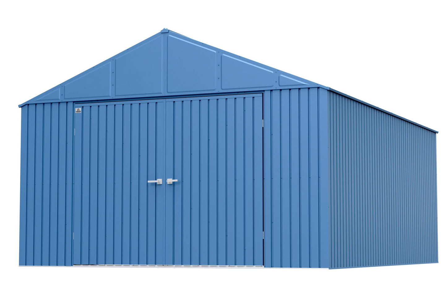 Arrow Shed Elite Hangar de rangement extérieur en acier avec toit à pignon verrouillable, 12' x 16', bleu gris