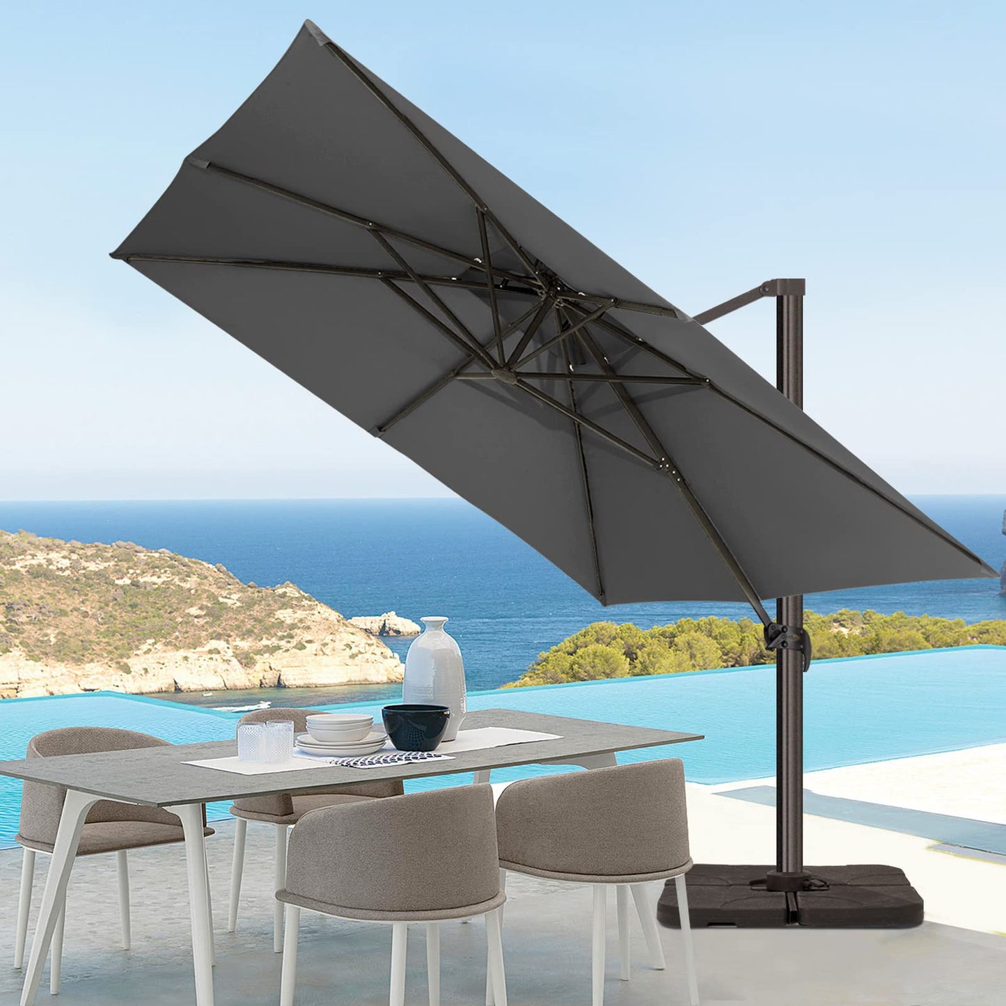 Square Cantilever Patio Umbrella 12FT GREY