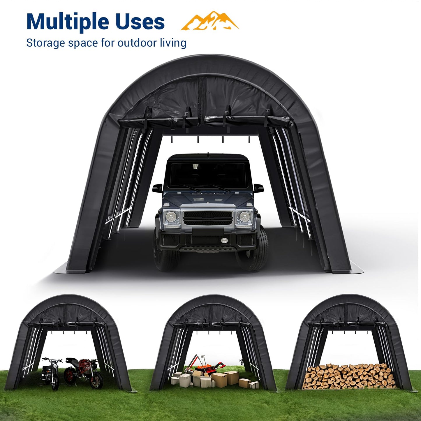 UDPATIO 12 x 20 ft Carport, Heavy Duty Shelter, Outdoor Portable Storage Tent with Sunshade Waterproof Thick Canopy Cover 12x20 FT