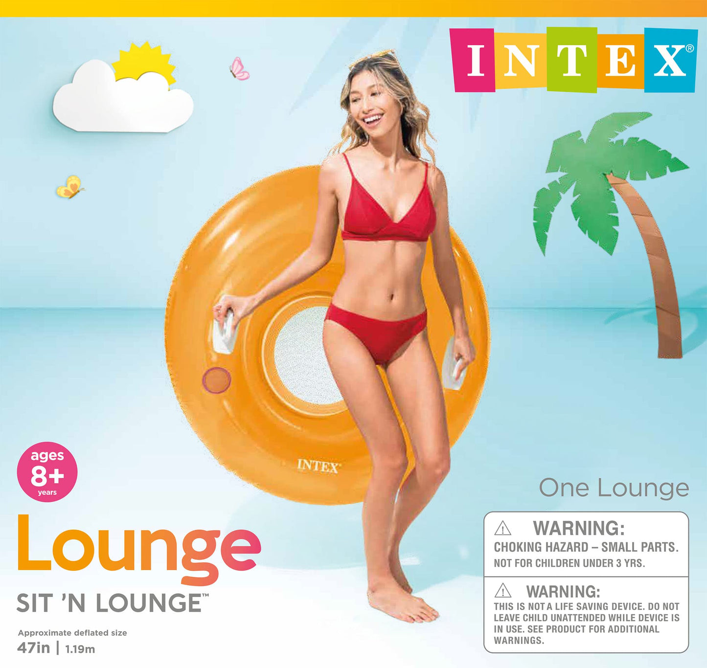 Intex Sit 'n Lounge Inflatable Pool Float, 47" Diameter, for Ages 8+, 1 Pack (Colors May Vary) 47"
