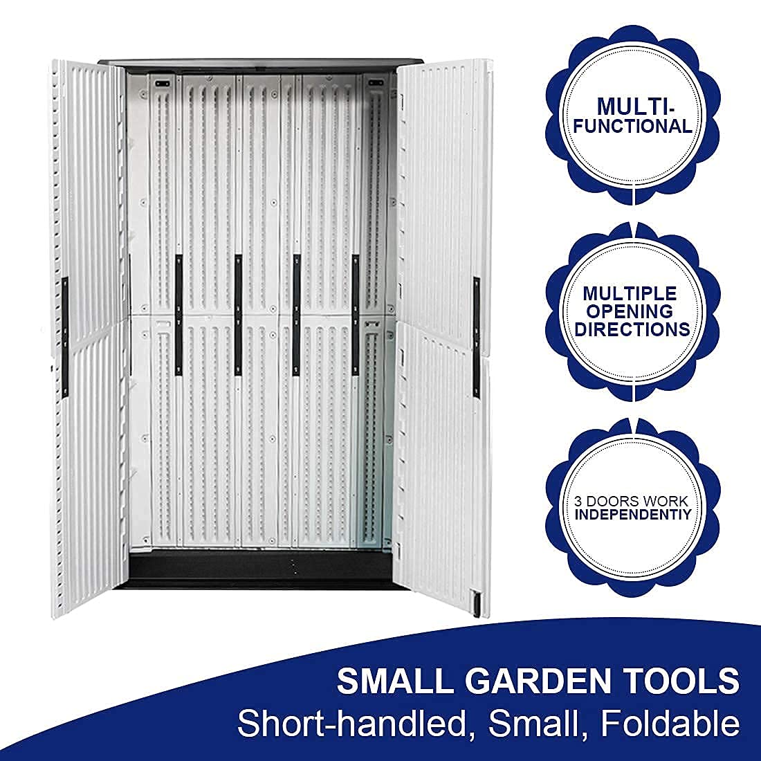 Kinying Armoire de rangement extérieure, hangar de rangement vertical parfait pour ranger les meubles de patio, les accessoires d'outils de jardin, les vélos, les chaises de plage et la tondeuse à gazon, 4 x 2,5 pieds blanc cassé-02B