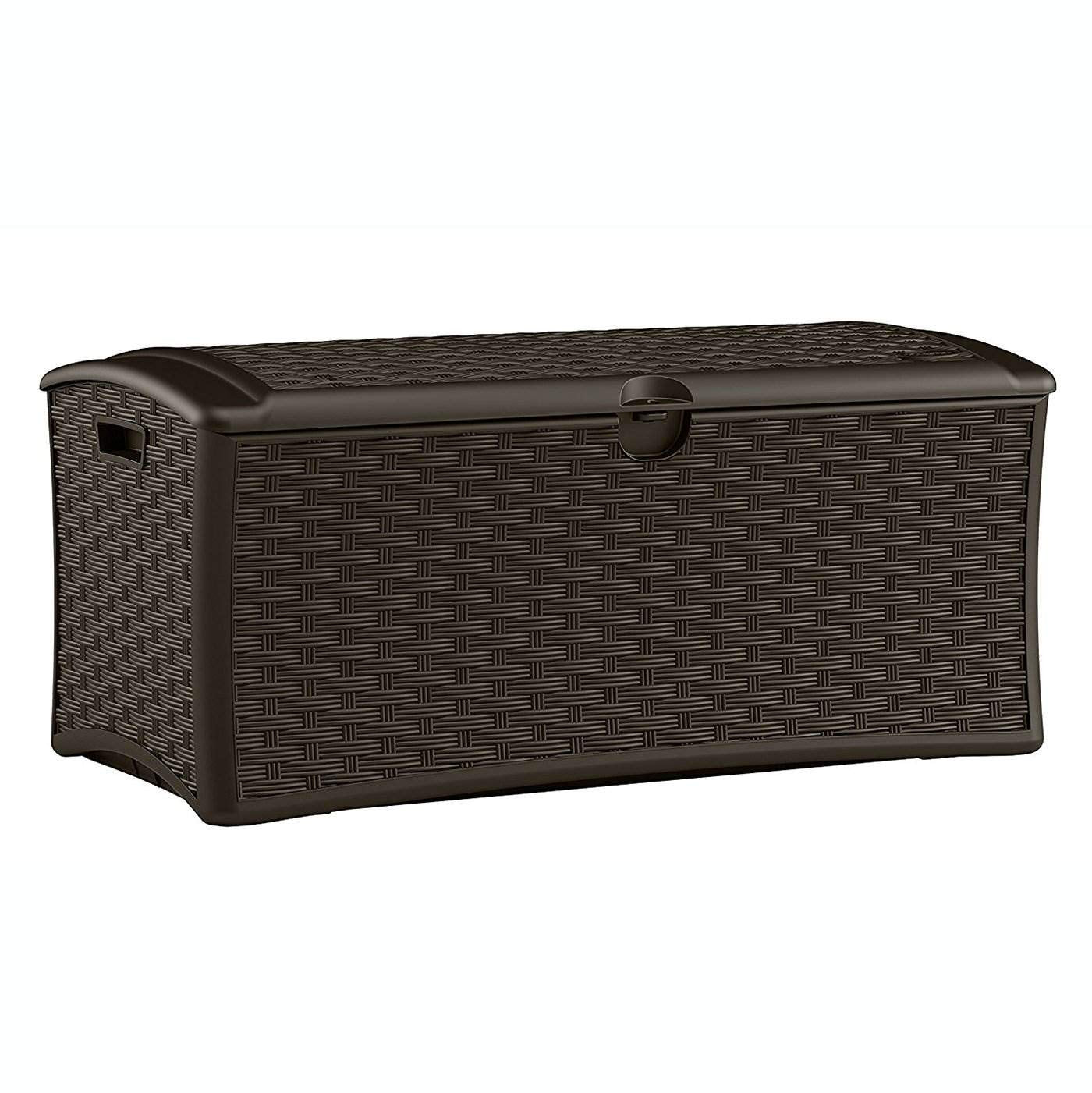 Suncast 72 Gallon Resin Wicker Outdoor Patio Storage Deck Box, Brown (6 Pack) 72 gallon - 6 Pack