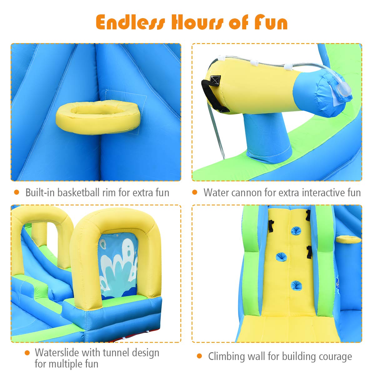 BOUNTECH Inflatable Water Slide, Mega Waterslide Park for Kids Backyard Fun w/Adventure Long Slide, Splash Pool, Climbing, Blow up Water Slides Inflatables for Kids and Adults Outdoor Party Gifts Without Blower