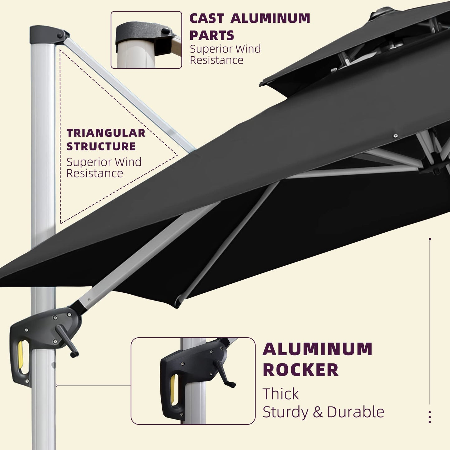 Patio Umbrella Outdoor Square 10ft Black