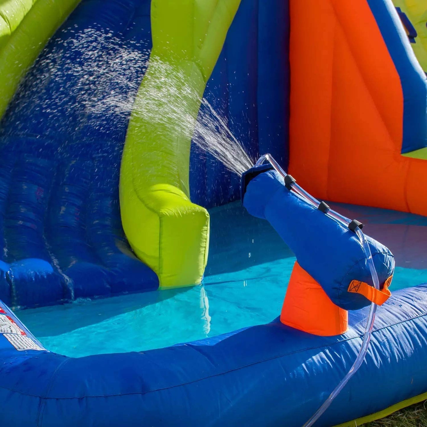 Corson Tools Splash and Slide Climb Inflatable Water Blob, Climbing Wall, and Pool Area | Outdoor Summer Fun for Kids & Families with Air Blower My First Waterslide